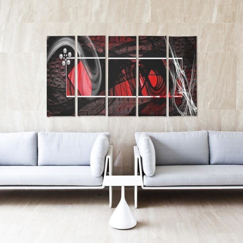 Kanva no 5 daļām - Type C, Interior - Red Abstraction  Home Trends DECO