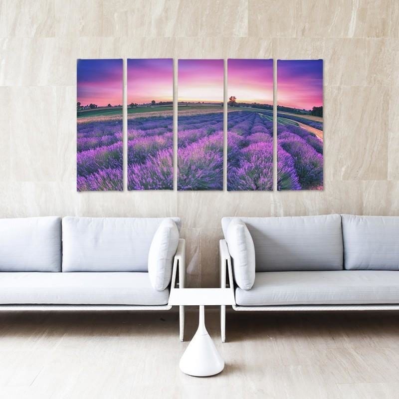 Kanva no 5 daļām - Type C, Lavender Landscape Home Trends DECO