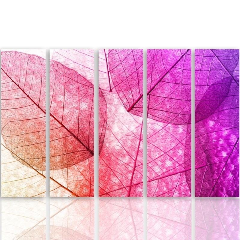Kanva no 5 daļām - Type C, Leaves Pink Home Trends DECO