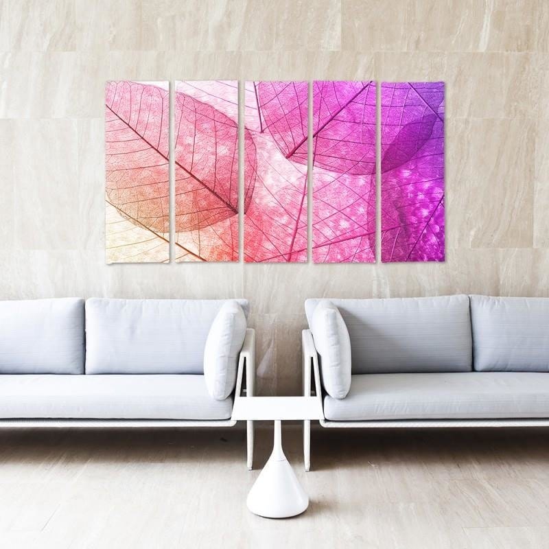 Kanva no 5 daļām - Type C, Leaves Pink Home Trends DECO