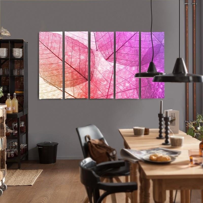 Kanva no 5 daļām - Type C, Leaves Pink Home Trends DECO