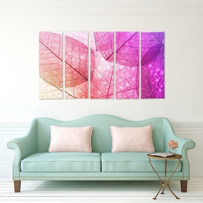 Kanva no 5 daļām - Type C, Leaves Pink Home Trends DECO