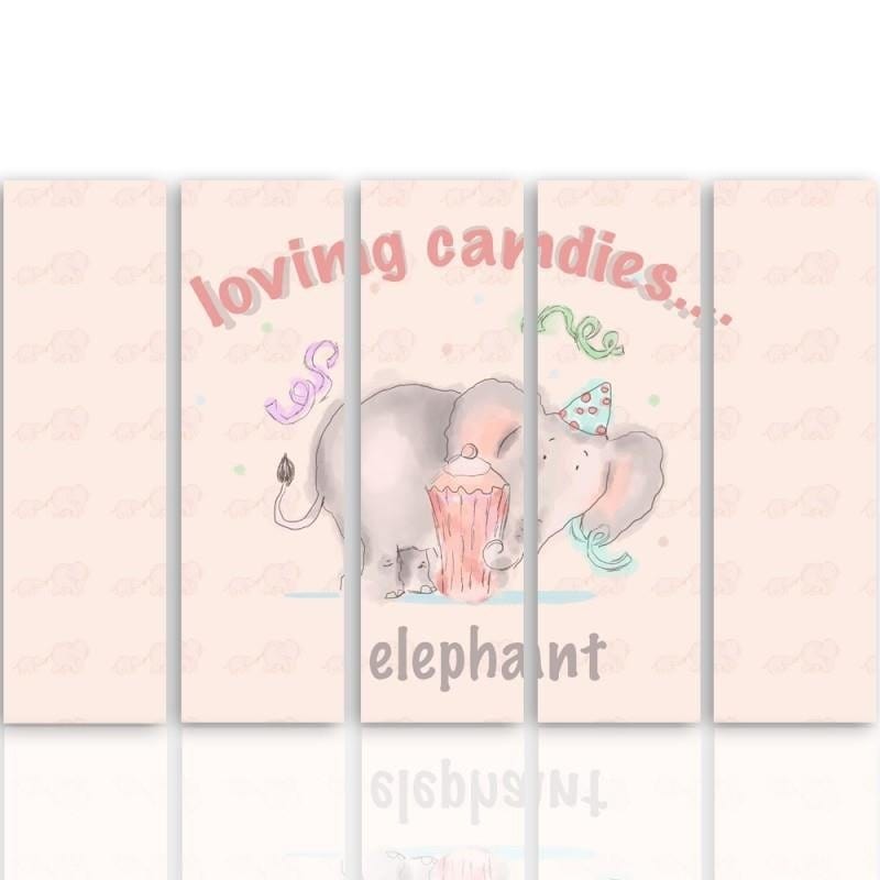 Kanva no 5 daļām - Type C, Loving Candies Elephant Home Trends DECO