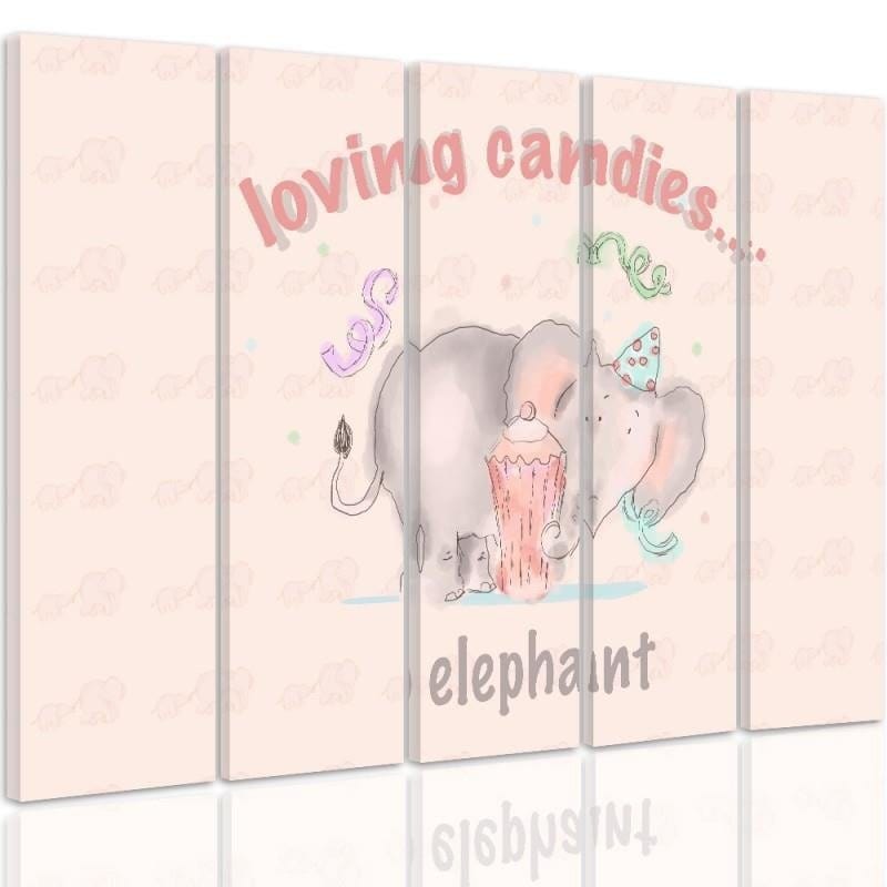 Kanva no 5 daļām - Type C, Loving Candies Elephant Home Trends DECO