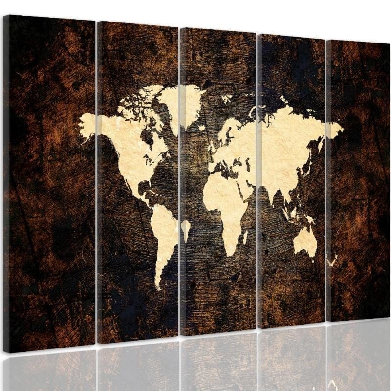 Kanva no 5 daļām - Type C, Map Of The World On The Stage 2 Home Trends DECO