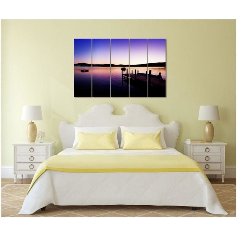 Kanva no 5 daļām - Type C, Marina And Lake On A Summer Morning Home Trends DECO