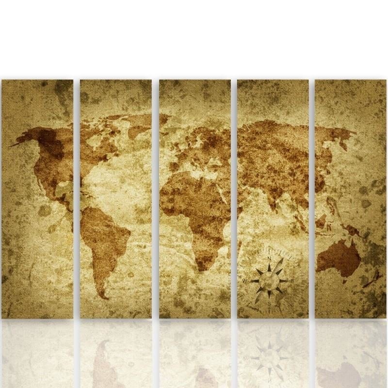 Kanva no 5 daļām - Type C, Old World Map 2 Home Trends DECO