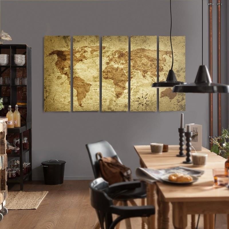 Kanva no 5 daļām - Type C, Old World Map 2 Home Trends DECO