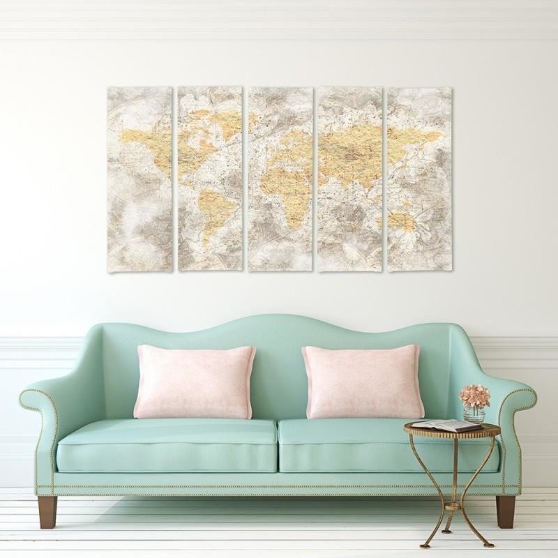Kanva no 5 daļām - Type C, Old World Map 3 Home Trends DECO