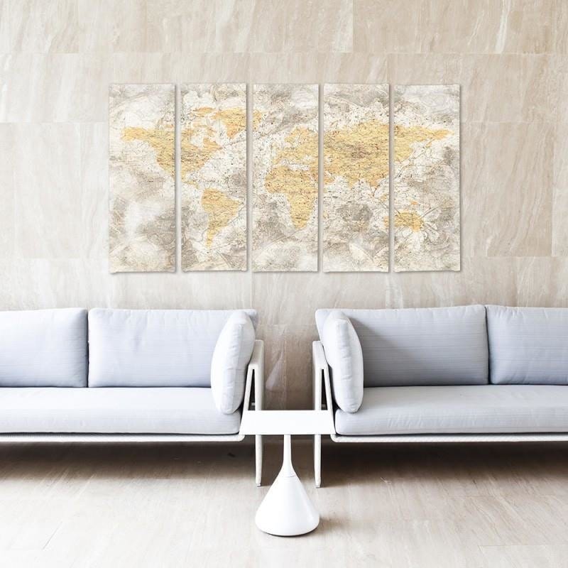Kanva no 5 daļām - Type C, Old World Map 3 Home Trends DECO
