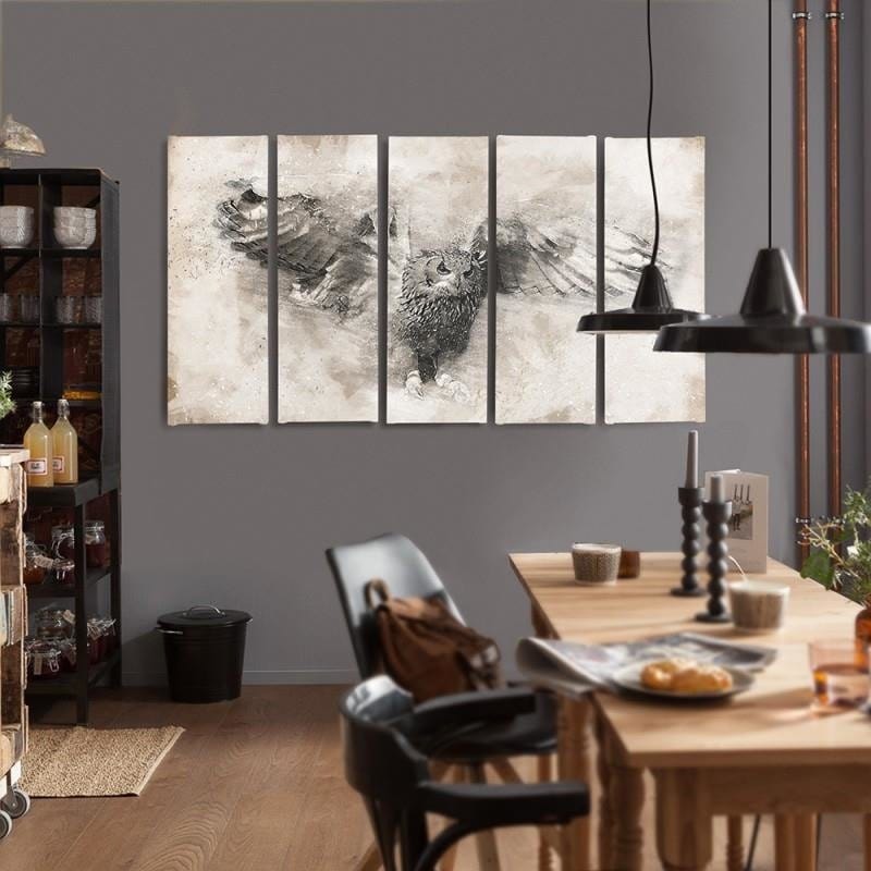 Kanva no 5 daļām - Type C, Owl In Flight 1 Home Trends DECO
