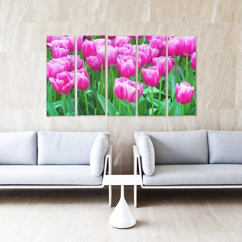 Kanva no 5 daļām - Type C, Pink Tulips 1 Home Trends DECO