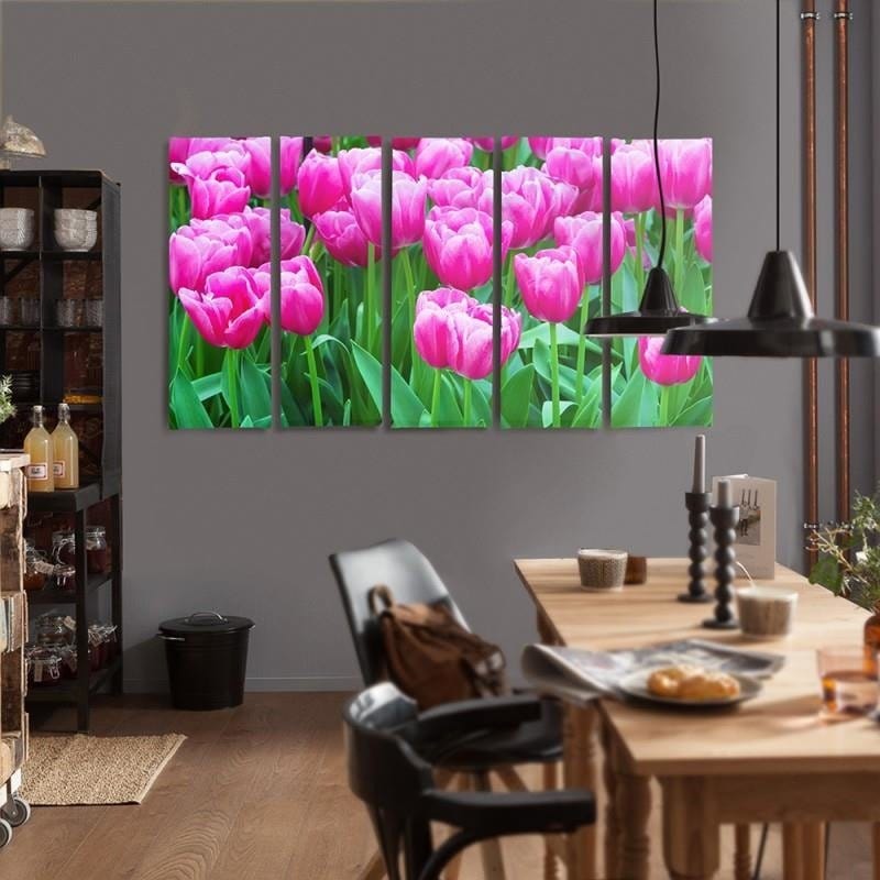 Kanva no 5 daļām - Type C, Pink Tulips 1 Home Trends DECO