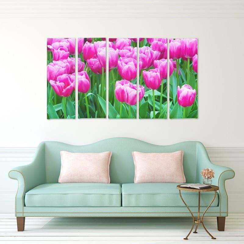 Kanva no 5 daļām - Type C, Pink Tulips 1 Home Trends DECO