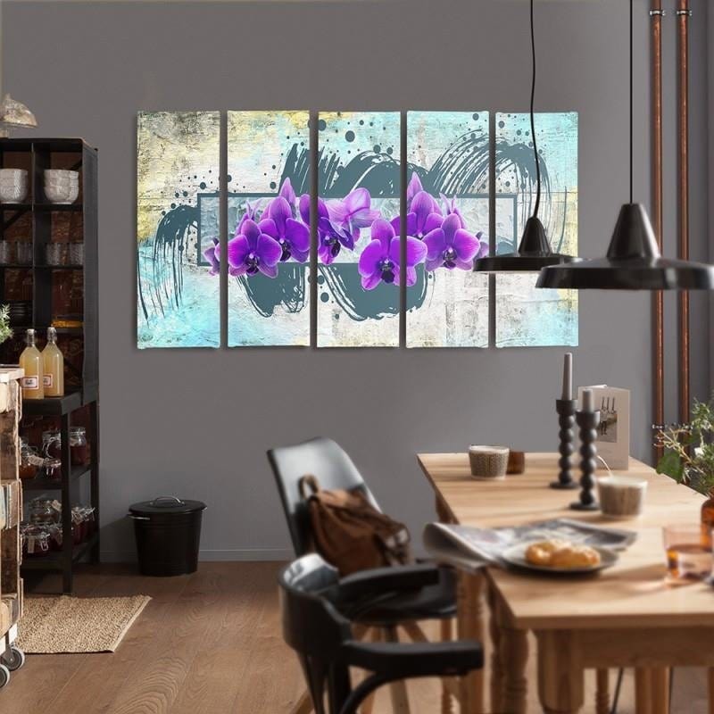 Kanva no 5 daļām - Type C, Purple Flowers 2 Home Trends DECO