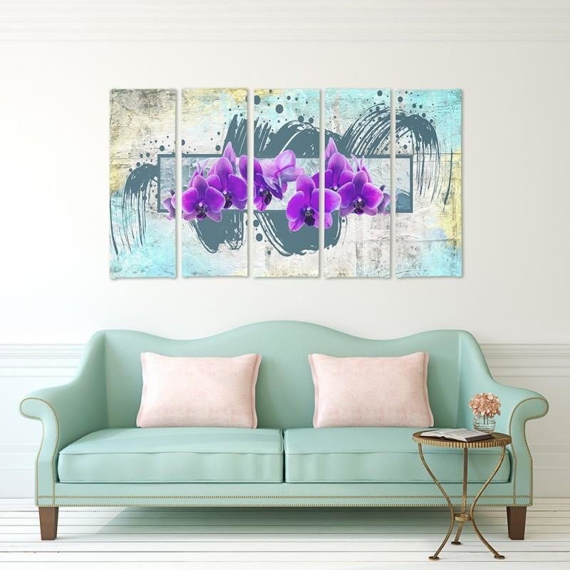 Kanva no 5 daļām - Type C, Purple Flowers 2 Home Trends DECO