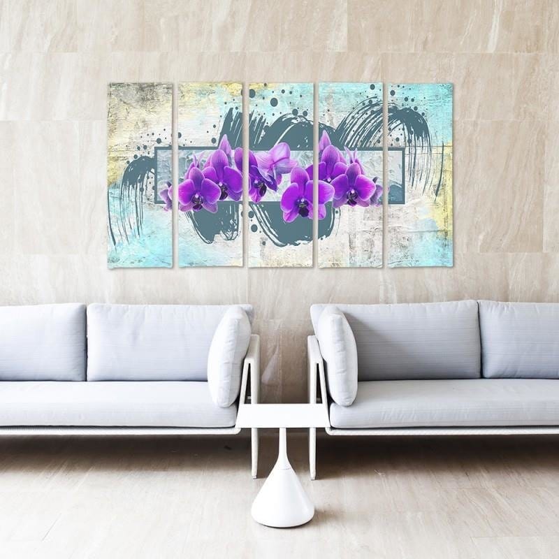 Kanva no 5 daļām - Type C, Purple Flowers 2 Home Trends DECO