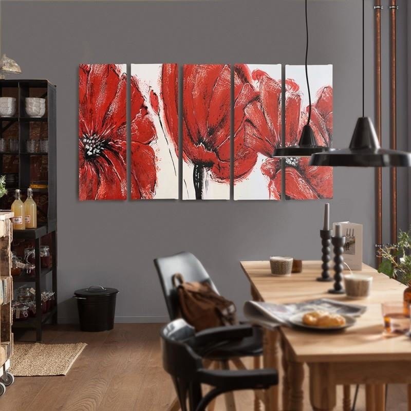 Kanva no 5 daļām - Type C, Red Flowers Home Trends DECO