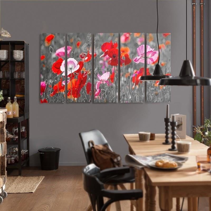 Kanva no 5 daļām - Type C, Red Poppies Home Trends DECO