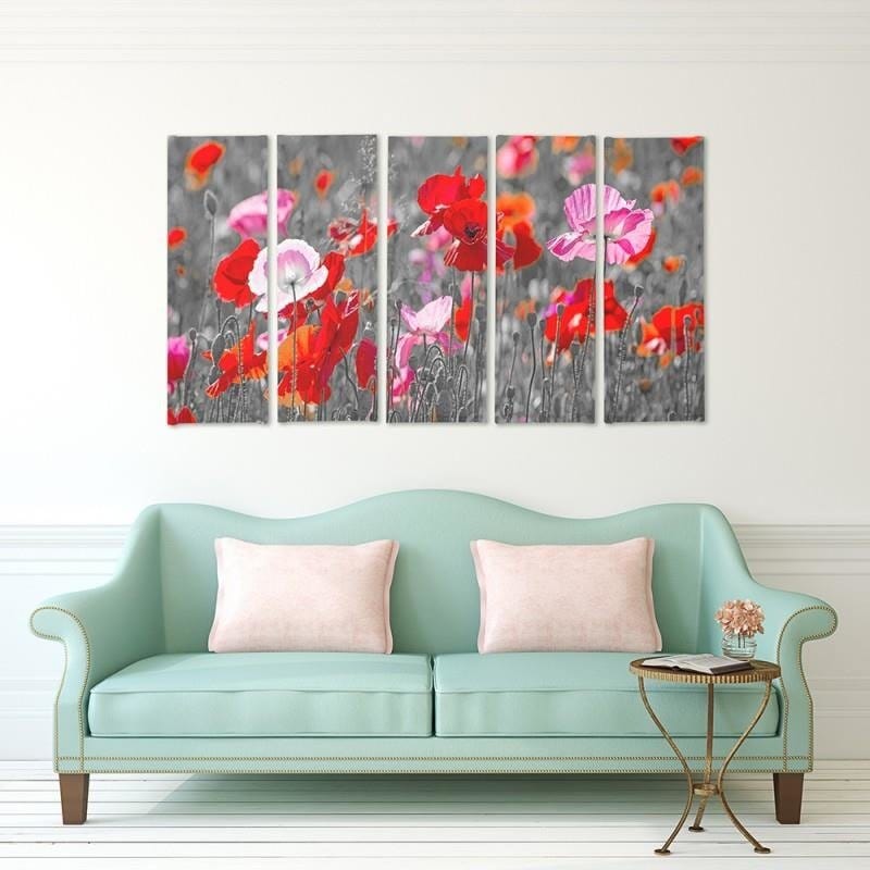 Kanva no 5 daļām - Type C, Red Poppies Home Trends DECO