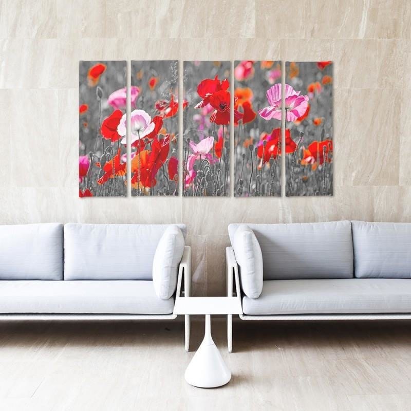 Kanva no 5 daļām - Type C, Red Poppies Home Trends DECO