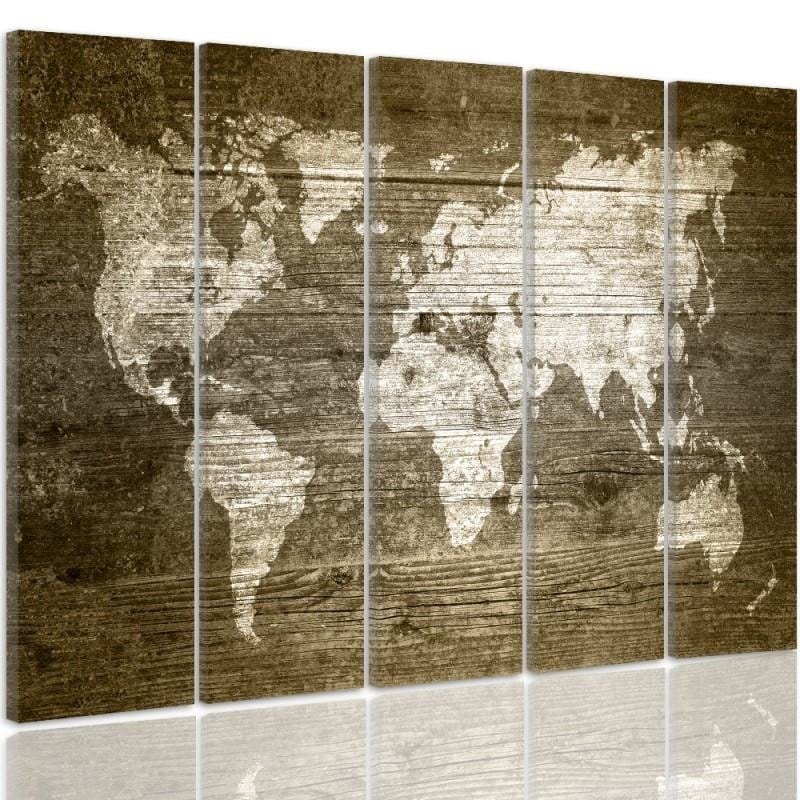 Kanva no 5 daļām - Type C, Rustic World Map Home Trends DECO