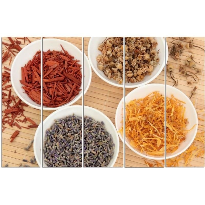 Kanva no 5 daļām - Type C, Spices In White Bowls Home Trends DECO