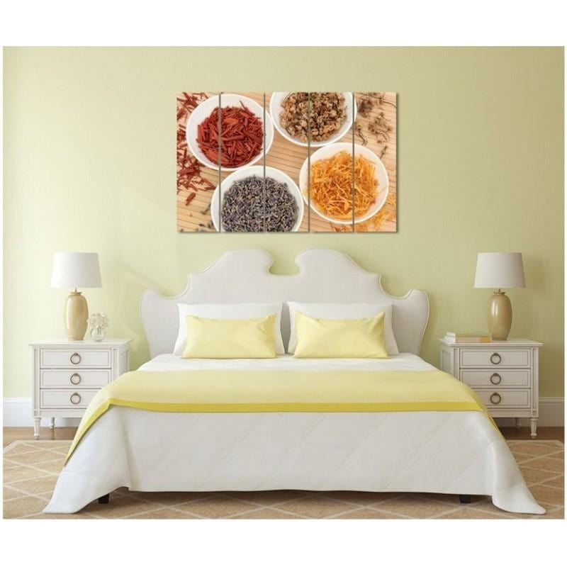 Kanva no 5 daļām - Type C, Spices In White Bowls Home Trends DECO