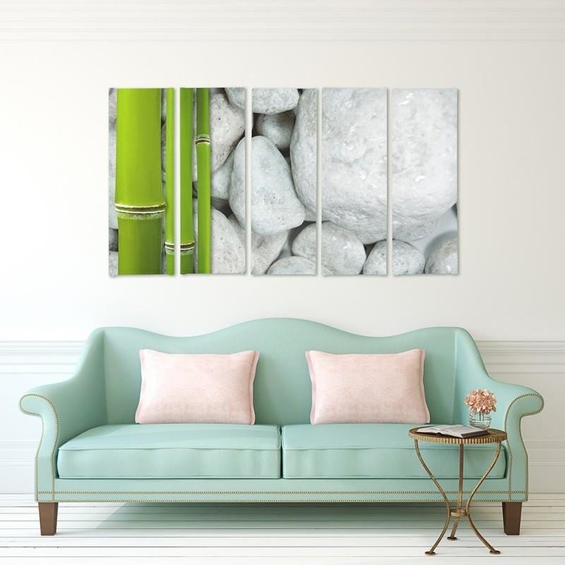 Kanva no 5 daļām - Type C, Stones And Bamboo Zen Home Trends DECO