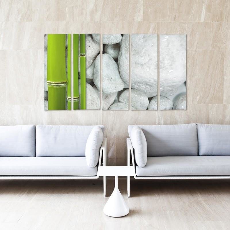 Kanva no 5 daļām - Type C, Stones And Bamboo Zen Home Trends DECO