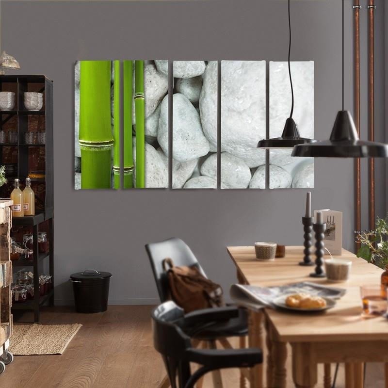 Kanva no 5 daļām - Type C, Stones And Bamboo Zen Home Trends DECO