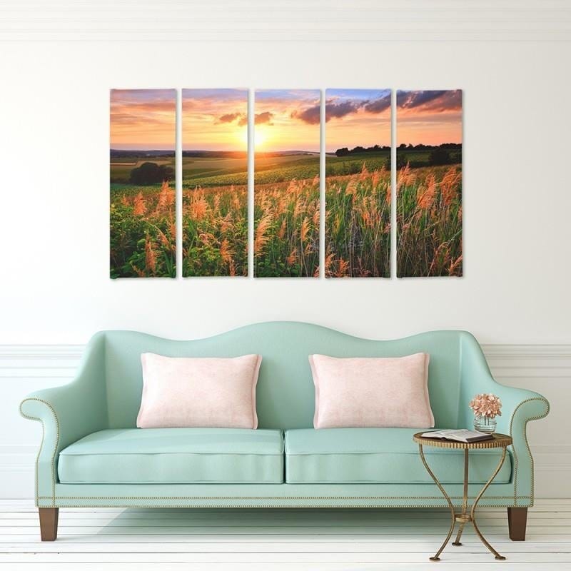 Kanva no 5 daļām - Type C, Sunset Over The Fields Home Trends DECO