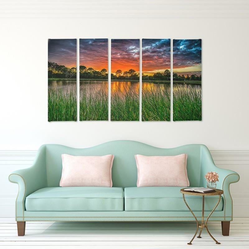 Kanva no 5 daļām - Type C, Sunset Over The Water 3 Home Trends DECO