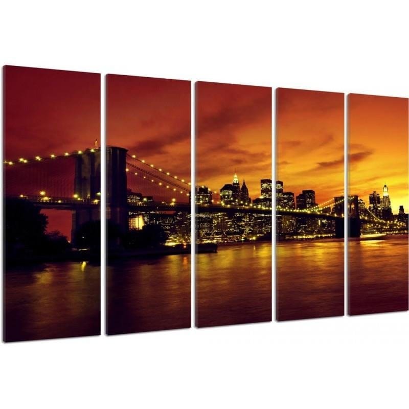 Kanva no 5 daļām - Type C, The Brooklyn Bridge And Manhattan At Sunset Home Trends DECO