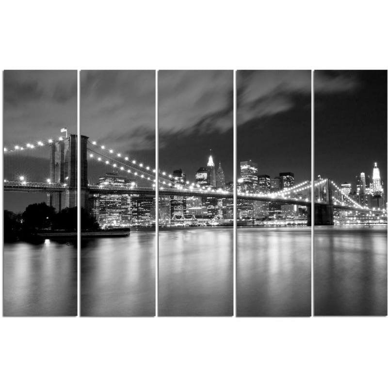 Kanva no 5 daļām - Type C, The Brooklyn Bridge At Night Home Trends DECO