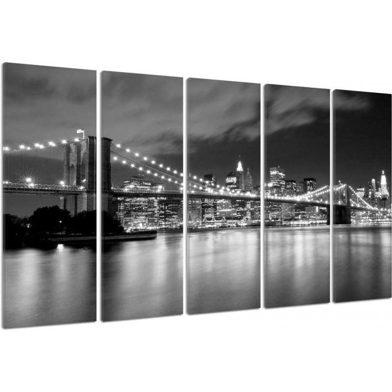 Kanva no 5 daļām - Type C, The Brooklyn Bridge At Night Home Trends DECO
