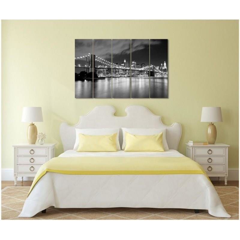 Kanva no 5 daļām - Type C, The Brooklyn Bridge At Night Home Trends DECO