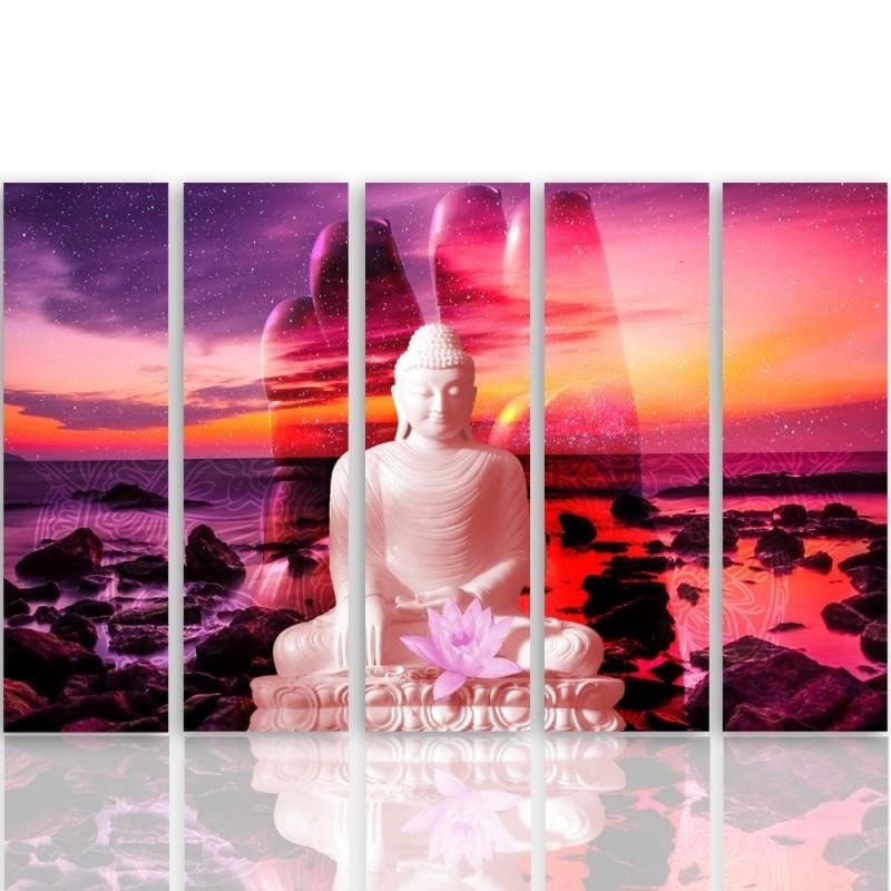 Kanva no 5 daļām - Type C, The Buddha On Background Of Ocean Home Trends DECO