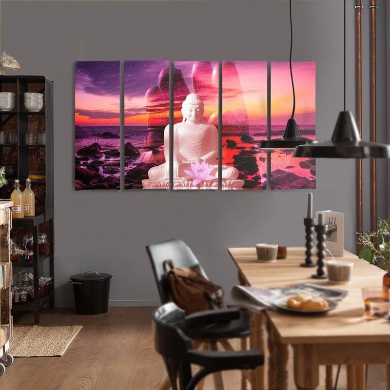 Kanva no 5 daļām - Type C, The Buddha On Background Of Ocean Home Trends DECO