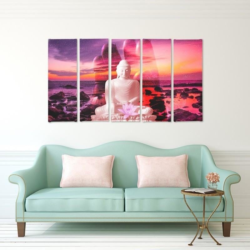 Kanva no 5 daļām - Type C, The Buddha On Background Of Ocean Home Trends DECO