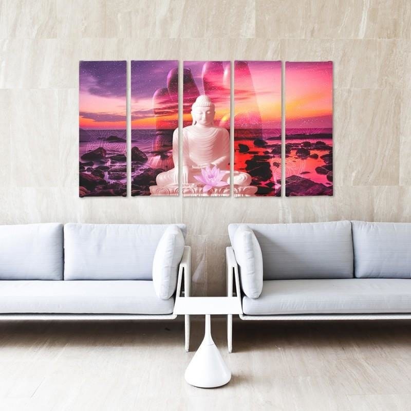 Kanva no 5 daļām - Type C, The Buddha On Background Of Ocean Home Trends DECO