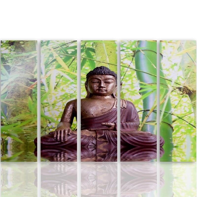 Kanva no 5 daļām - Type C, The Buddha On The Background Of Bamboo Home Trends DECO