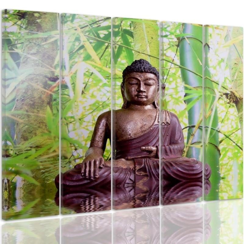 Kanva no 5 daļām - Type C, The Buddha On The Background Of Bamboo Home Trends DECO