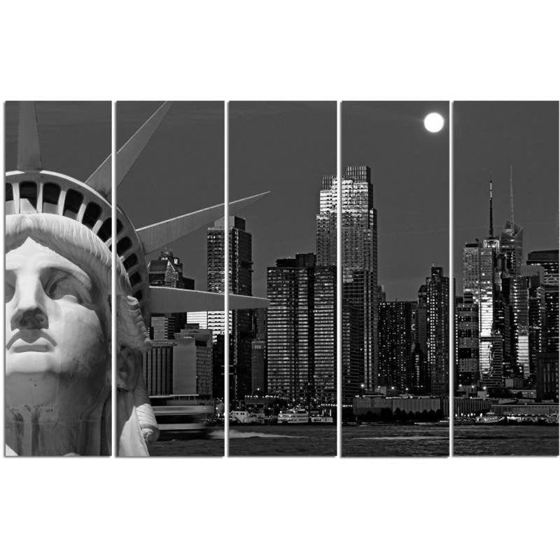 Kanva no 5 daļām - Type C, The Statue Of Liberty With City Views Home Trends DECO