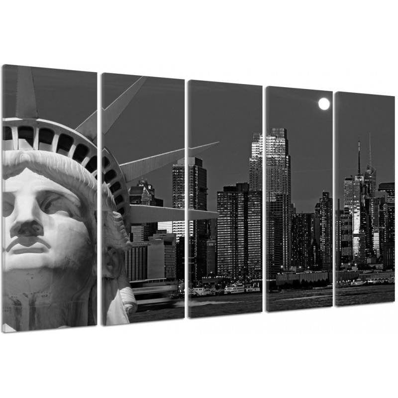 Kanva no 5 daļām - Type C, The Statue Of Liberty With City Views Home Trends DECO