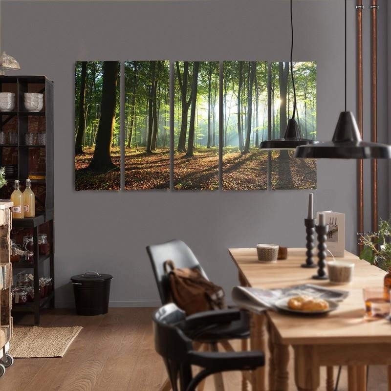 Kanva no 5 daļām - Type C, The Sun Rays In The Forest Home Trends DECO