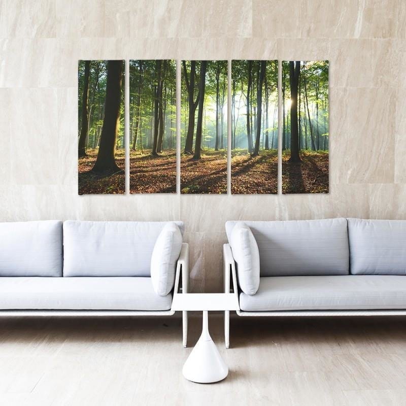 Kanva no 5 daļām - Type C, The Sun Rays In The Forest Home Trends DECO