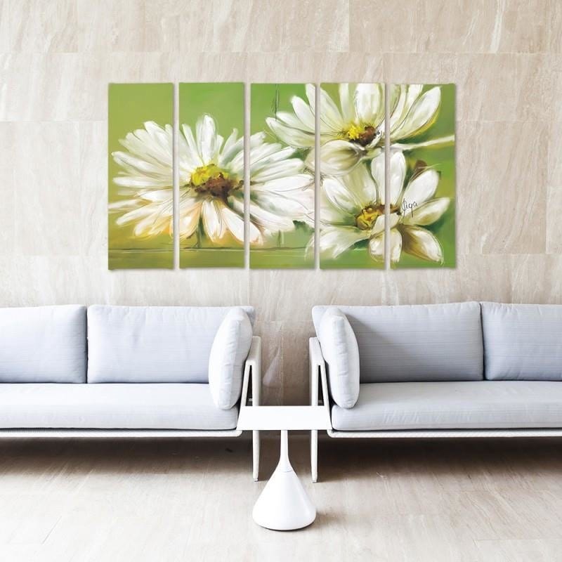 Kanva no 5 daļām - Type C, White Flowers Home Trends DECO