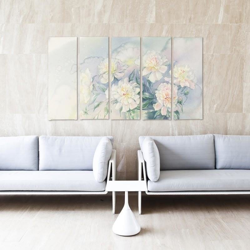 Kanva no 5 daļām - Type C, White Flowers In A Pot