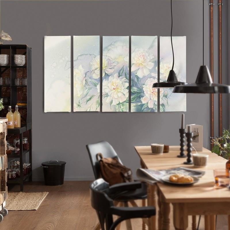 Kanva no 5 daļām - Type C, White Flowers In A Pot Home Trends DECO